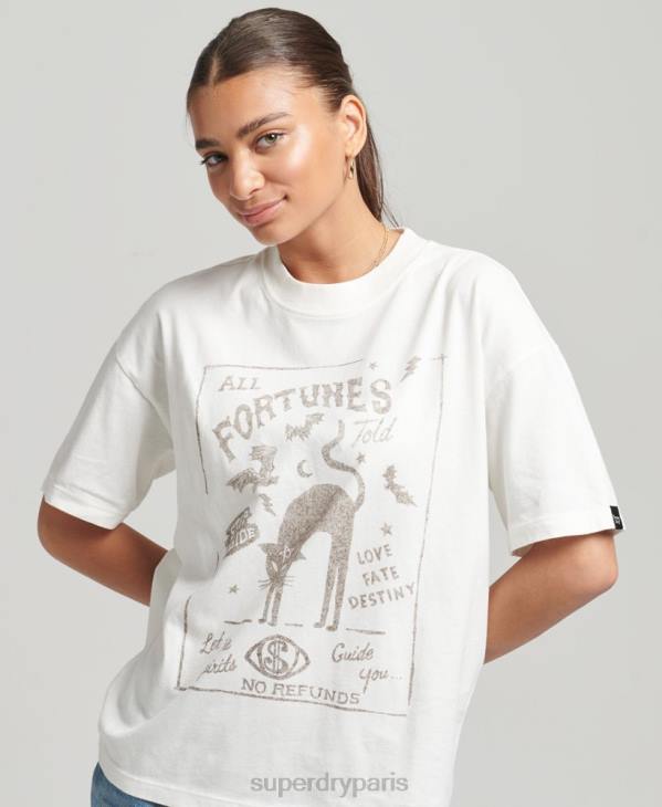 Superdry femmes t-shirt céleste vintage D64Z2687 vêtements blanc