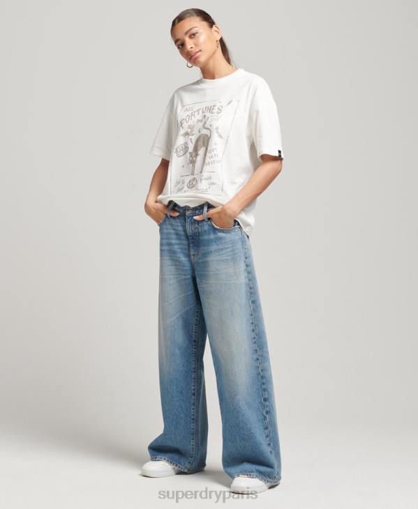 Superdry femmes t-shirt céleste vintage D64Z2687 vêtements blanc