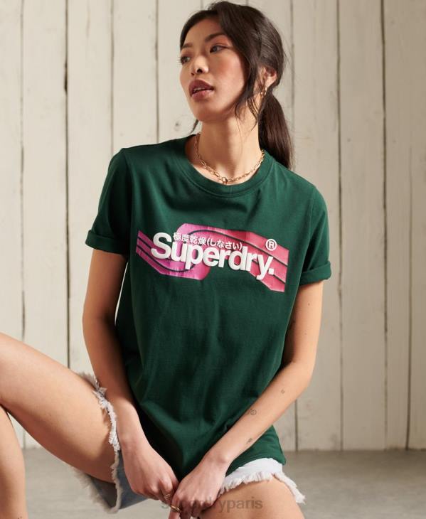 Superdry femmes t-shirt cali logo core D64Z6253 vêtements turquoise