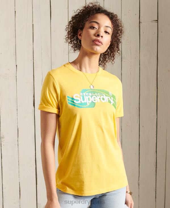 Superdry femmes t-shirt cali logo core D64Z6263 vêtements jaune