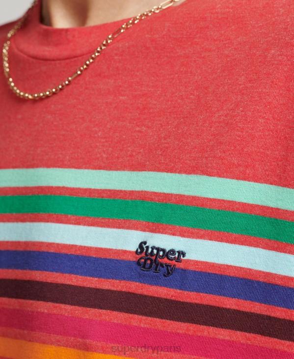 Superdry femmes t-shirt cali stripe 2.0 en coton bio D64Z6294 vêtements rouge