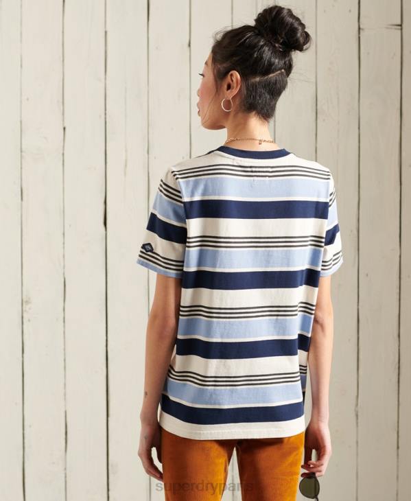 Superdry femmes t-shirt cali surf classique D64Z6270 vêtements bleu