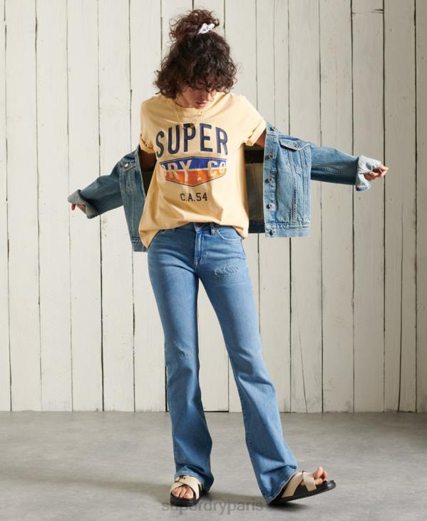 Superdry femmes t-shirt cali surf classique D64Z6271 vêtements jaune