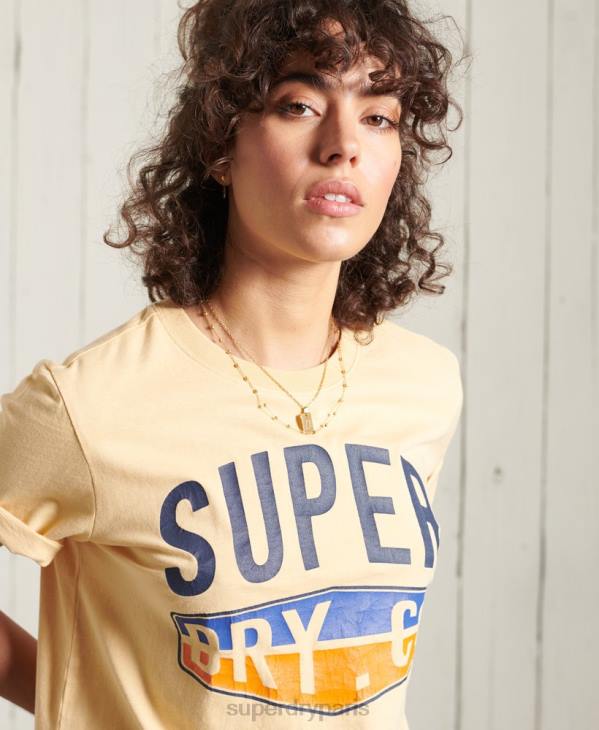 Superdry femmes t-shirt cali surf classique D64Z6271 vêtements jaune