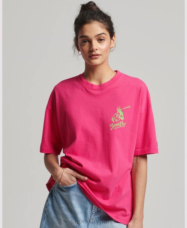 Superdry femmes t-shirt cali vintage D64Z6198 vêtements rose