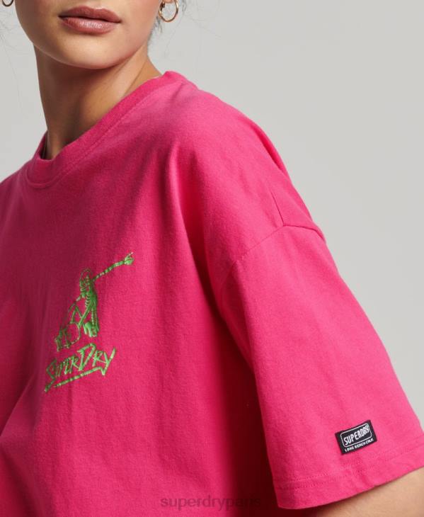 Superdry femmes t-shirt cali vintage D64Z6198 vêtements rose