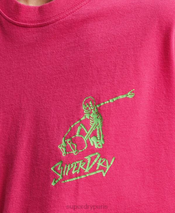 Superdry femmes t-shirt cali vintage D64Z6198 vêtements rose
