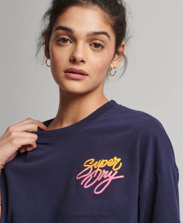Superdry femmes t-shirt cali vintage D64Z6267 vêtements marine