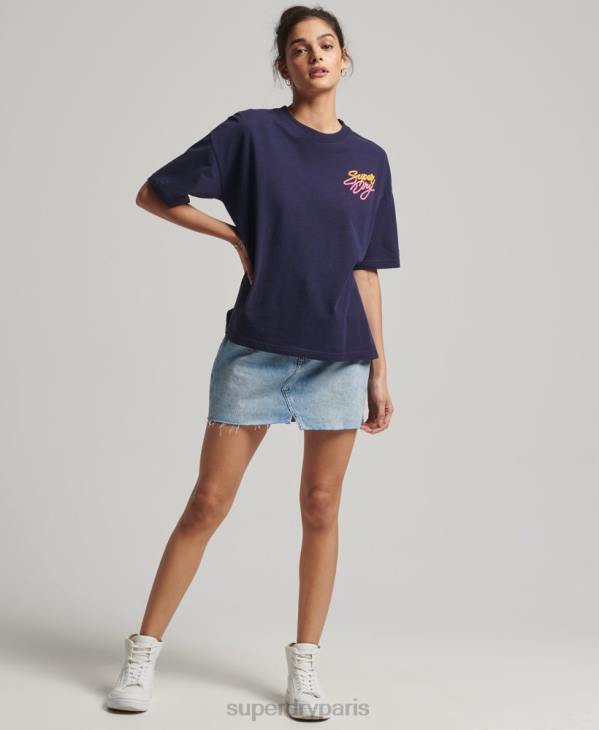 Superdry femmes t-shirt cali vintage D64Z6267 vêtements marine