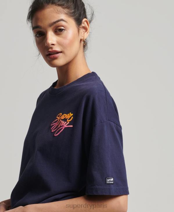 Superdry femmes t-shirt cali vintage D64Z6267 vêtements marine