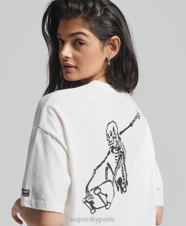 Superdry femmes t-shirt cali vintage D64Z6301 vêtements blanc