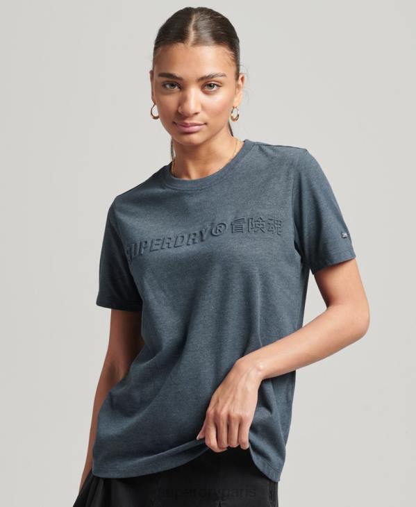 Superdry femmes t-shirt chiné à logo vintage D64Z2841 vêtements bleu