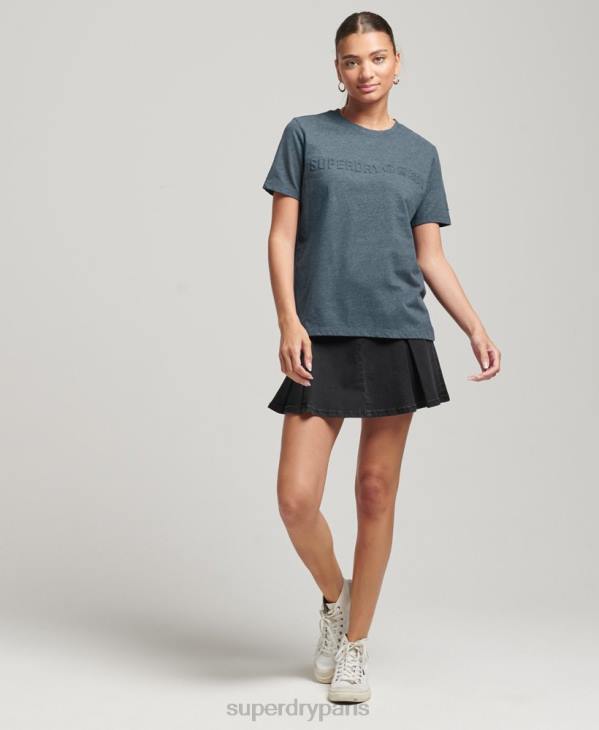 Superdry femmes t-shirt chiné à logo vintage D64Z2841 vêtements bleu