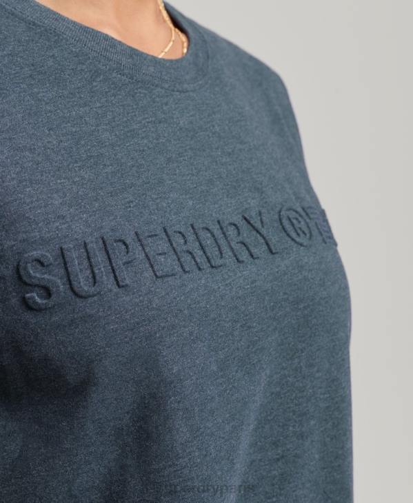Superdry femmes t-shirt chiné à logo vintage D64Z2841 vêtements bleu