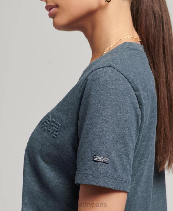 Superdry femmes t-shirt chiné à logo vintage D64Z2841 vêtements bleu