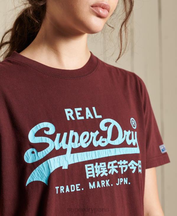 Superdry femmes t-shirt classique américain à logo vintage D64Z2824 vêtements rouge