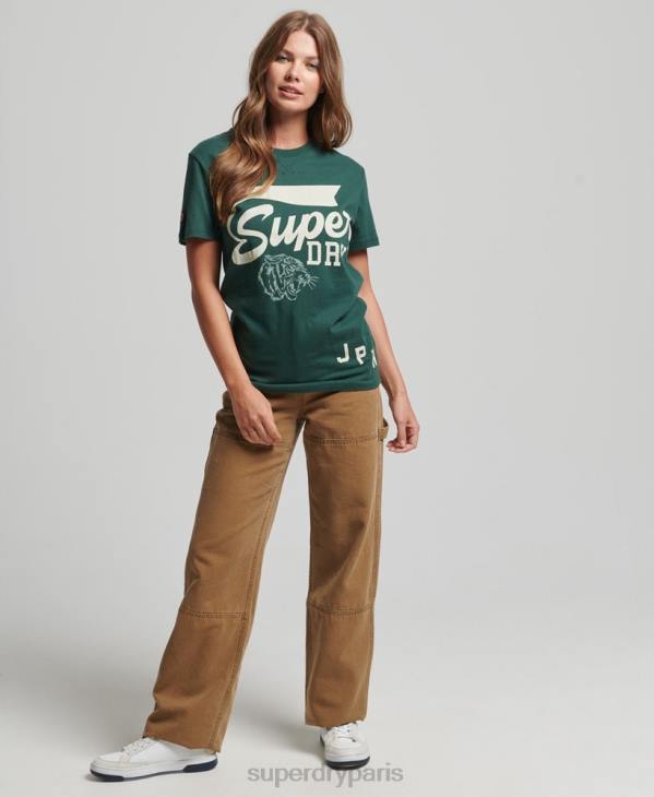 Superdry femmes t-shirt classique d'athlétisme coupe ample D64Z6762 vêtements vert