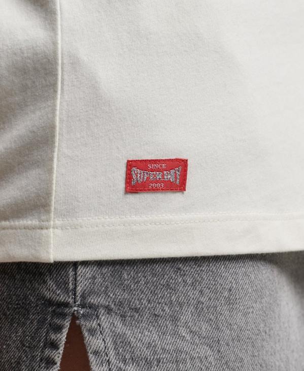 Superdry femmes t-shirt collégial vintage en coton biologique D64Z2291 vêtements blanc