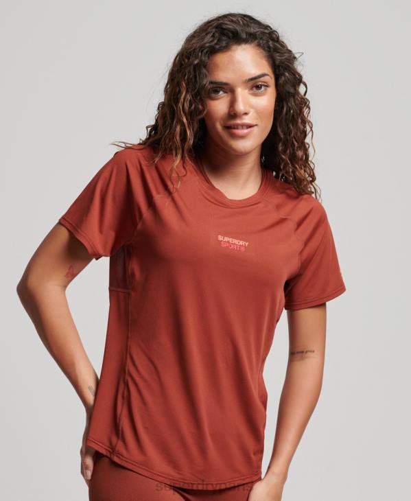 Superdry femmes t-shirt core active D64Z2697 vêtements brun