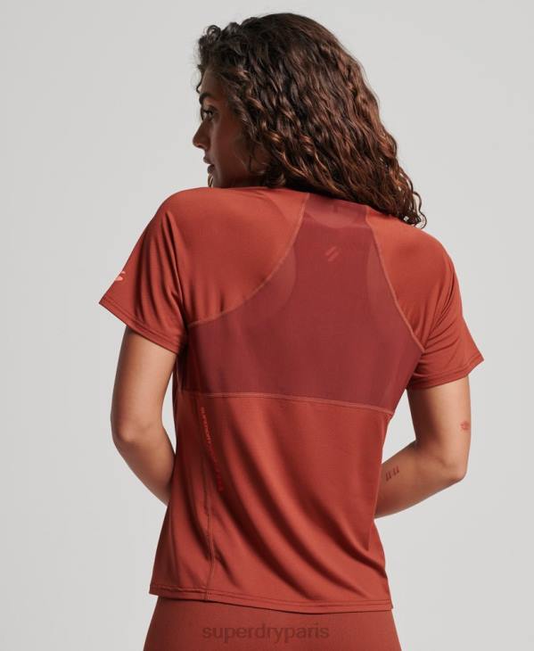 Superdry femmes t-shirt core active D64Z2697 vêtements brun