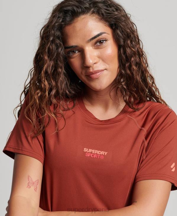 Superdry femmes t-shirt core active D64Z2697 vêtements brun