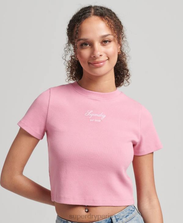 Superdry femmes t-shirt coupe courte à code héritage D64Z2782 vêtements rose