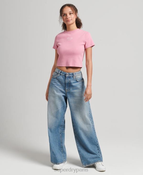 Superdry femmes t-shirt coupe courte à code héritage D64Z2782 vêtements rose