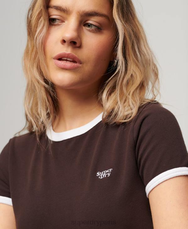 Superdry femmes t-shirt court en coton bio D64Z2035 vêtements brun