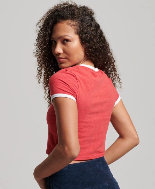 Superdry femmes t-shirt court en coton bio D64Z2221 vêtements rouge