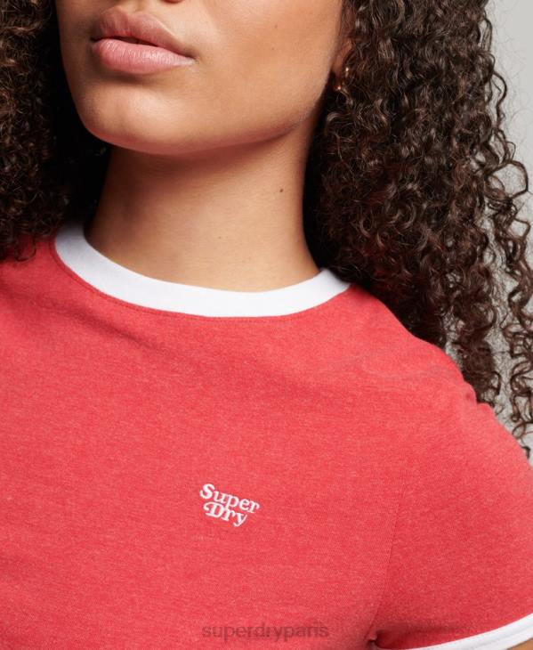 Superdry femmes t-shirt court en coton bio D64Z2221 vêtements rouge