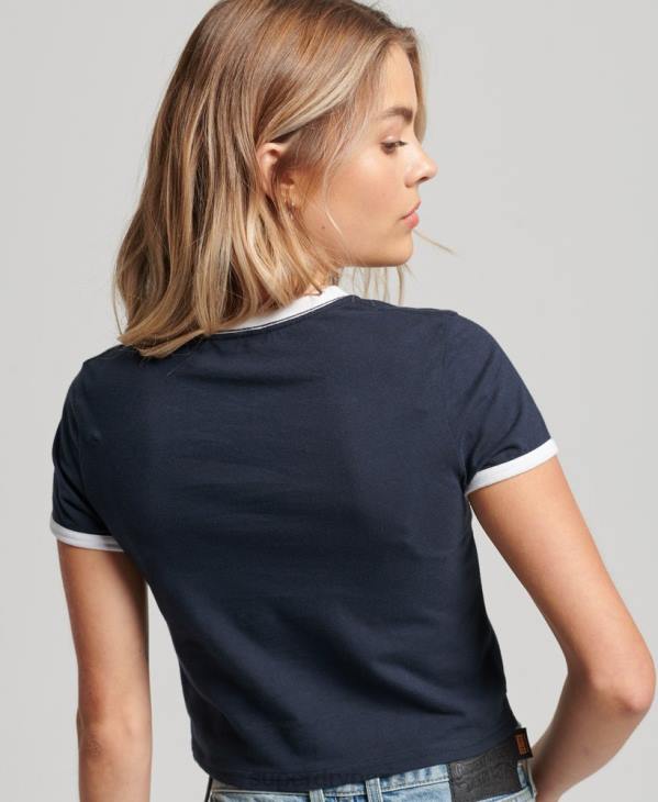 Superdry femmes t-shirt court en coton bio D64Z2675 vêtements marine