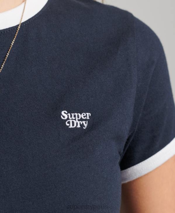 Superdry femmes t-shirt court en coton bio D64Z2675 vêtements marine