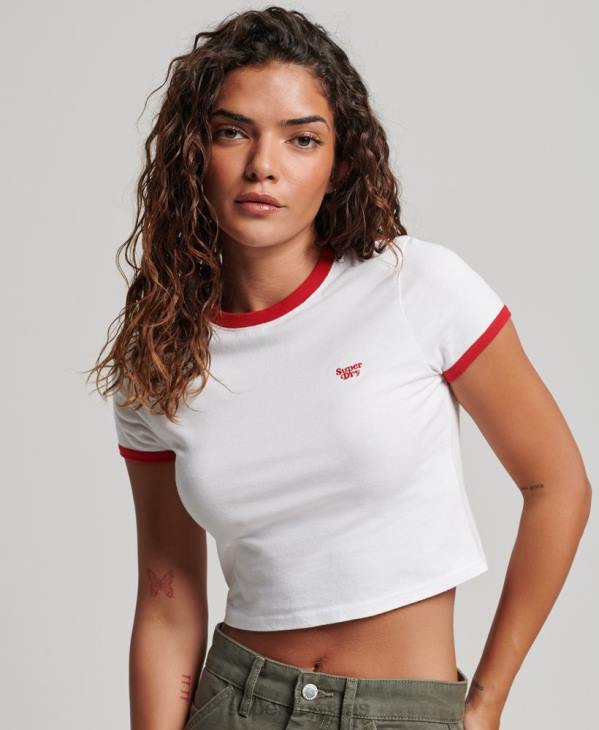 Superdry femmes t-shirt court en coton bio D64Z2691 vêtements blanc
