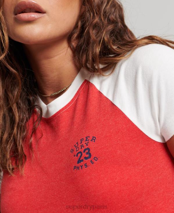 Superdry femmes t-shirt court à imprimé universitaire D64Z6214 vêtements rouge