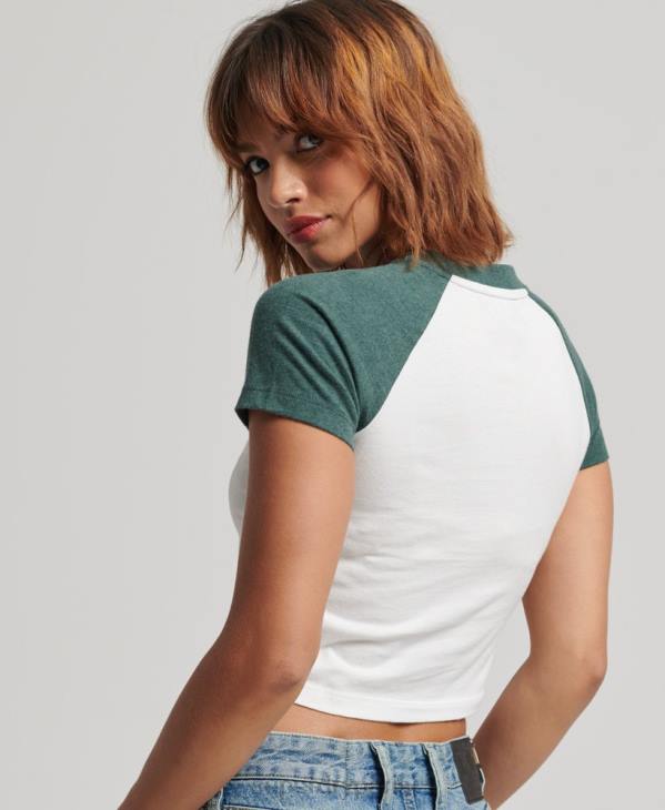 Superdry femmes t-shirt court à imprimé universitaire D64Z6216 vêtements blanc