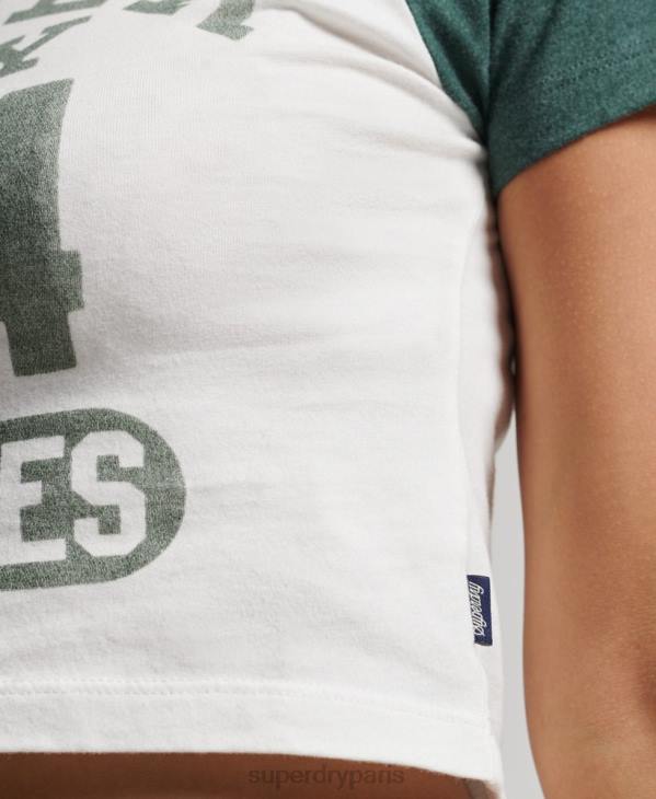 Superdry femmes t-shirt court à imprimé universitaire D64Z6216 vêtements blanc