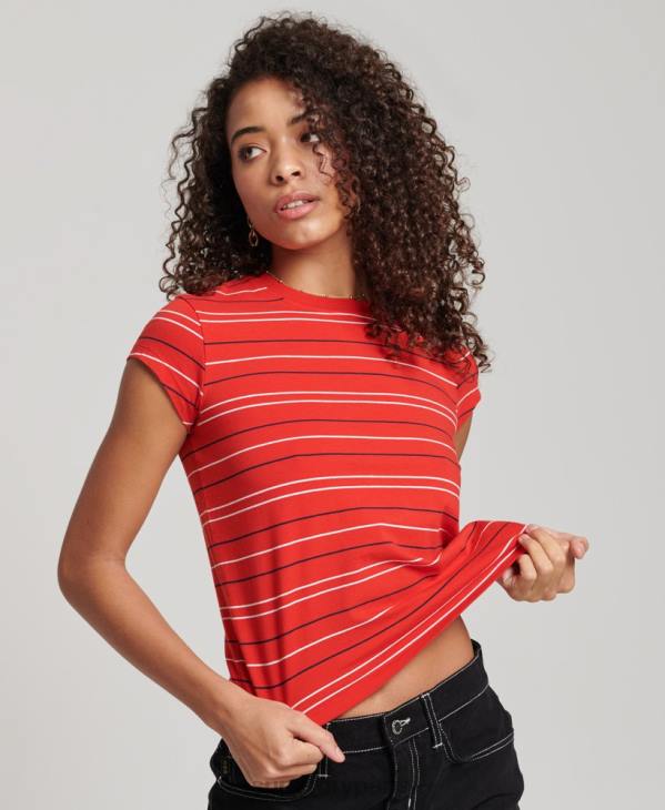 Superdry femmes t-shirt court vintage D64Z6195 vêtements rouge