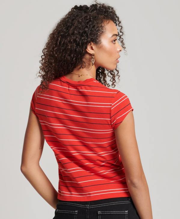 Superdry femmes t-shirt court vintage D64Z6195 vêtements rouge