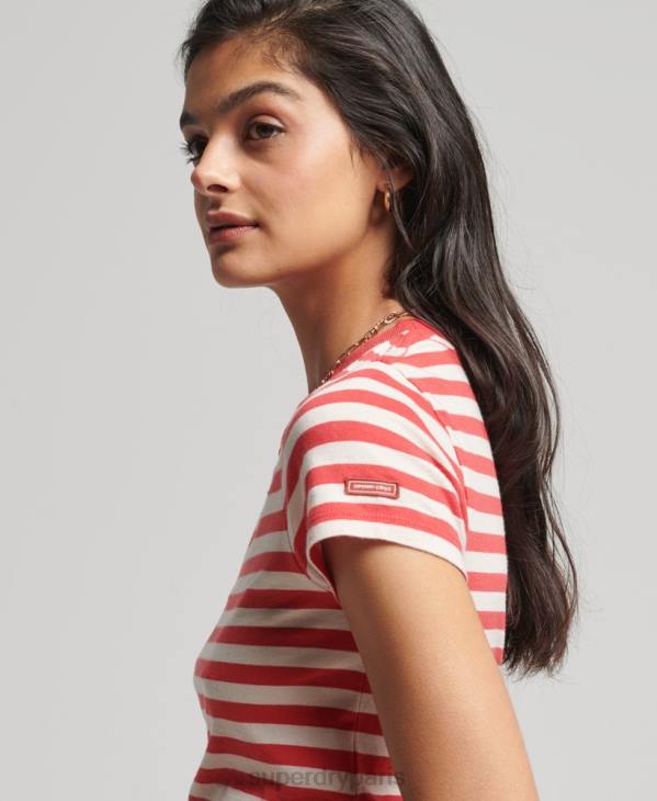 Superdry femmes t-shirt court vintage en coton bio D64Z6235 vêtements rouge