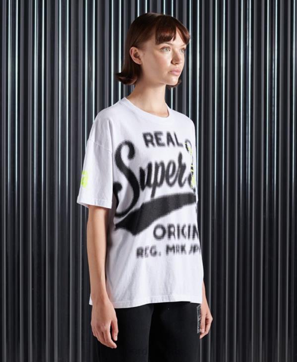 Superdry femmes t-shirt déconstruit super 5 D64Z2788 vêtements blanc