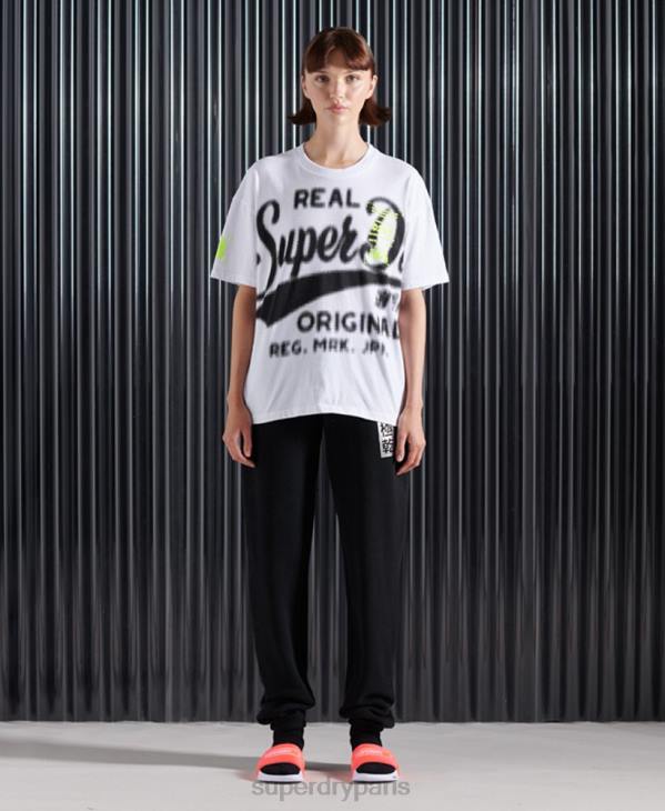 Superdry femmes t-shirt déconstruit super 5 D64Z2788 vêtements blanc