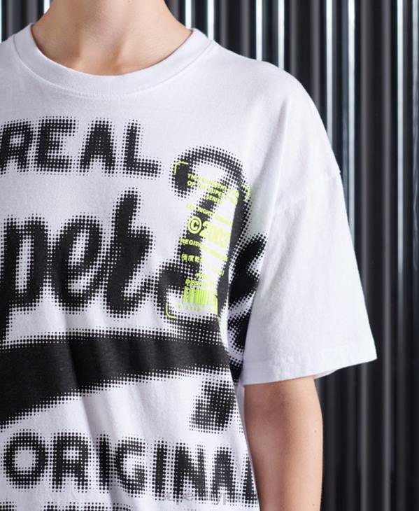 Superdry femmes t-shirt déconstruit super 5 D64Z2788 vêtements blanc