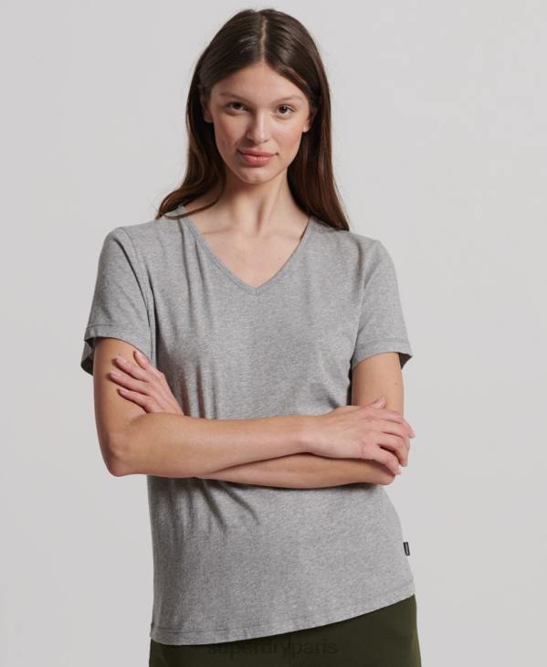 Superdry femmes t-shirt détente en coton bio D64Z2848 vêtements gris