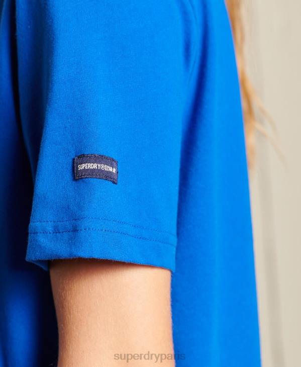 Superdry femmes t-shirt d'université de style script D64Z2779 vêtements bleu