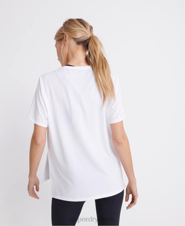 Superdry femmes t-shirt de gym d'entraînement D64Z2865 vêtements blanc
