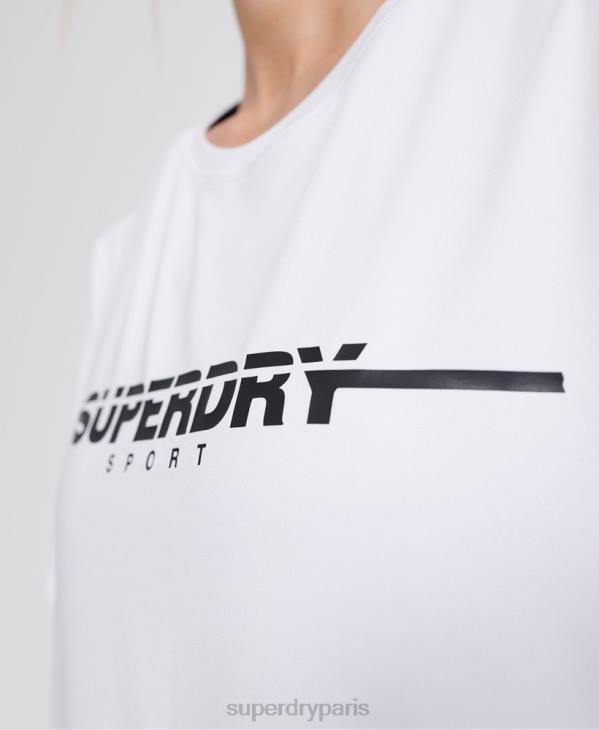 Superdry femmes t-shirt de gym d'entraînement D64Z2865 vêtements blanc