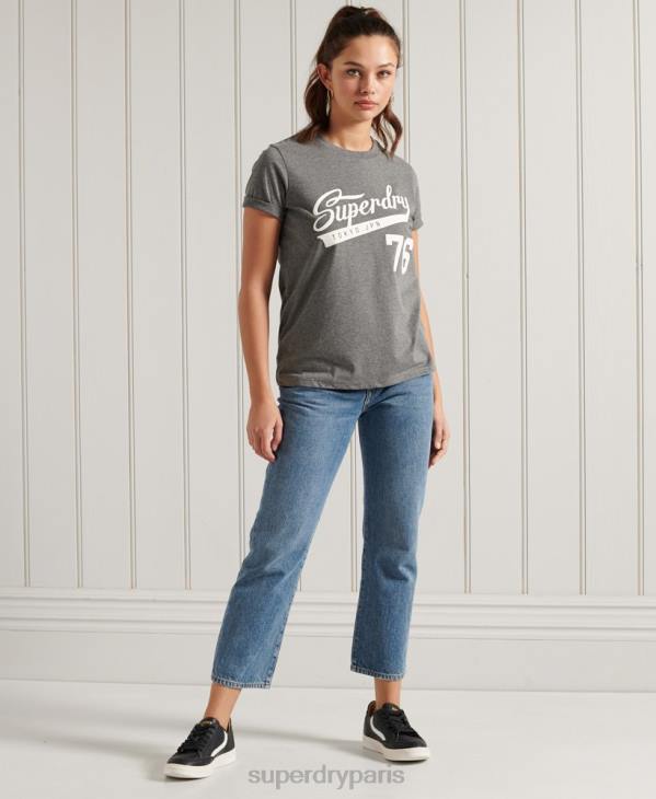 Superdry femmes t-shirt de l'état de cali collégial D64Z2806 vêtements gris foncé