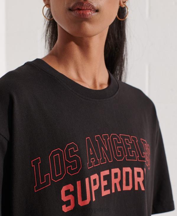Superdry femmes t-shirt de l'université de la ville D64Z6741 vêtements noir
