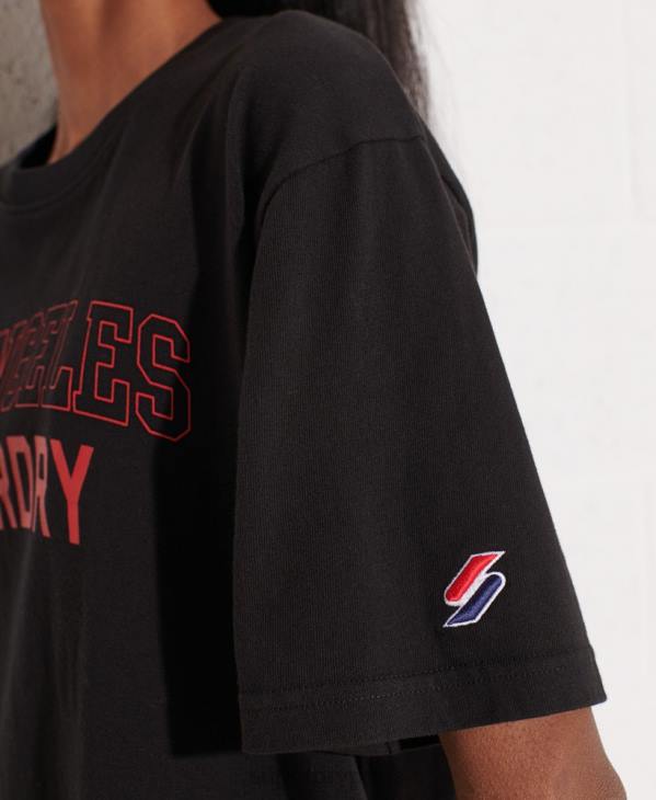 Superdry femmes t-shirt de l'université de la ville D64Z6741 vêtements noir