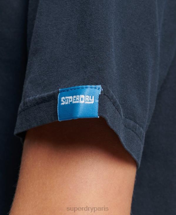 Superdry femmes t-shirt de lieu vintage D64Z2196 vêtements marine